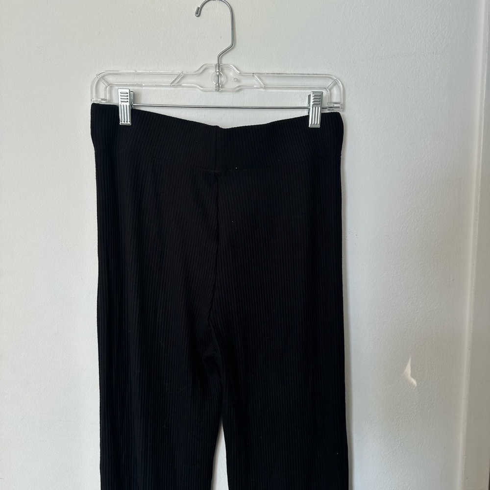 Shop Elan Black Knit Lounge Pants with flare bottom